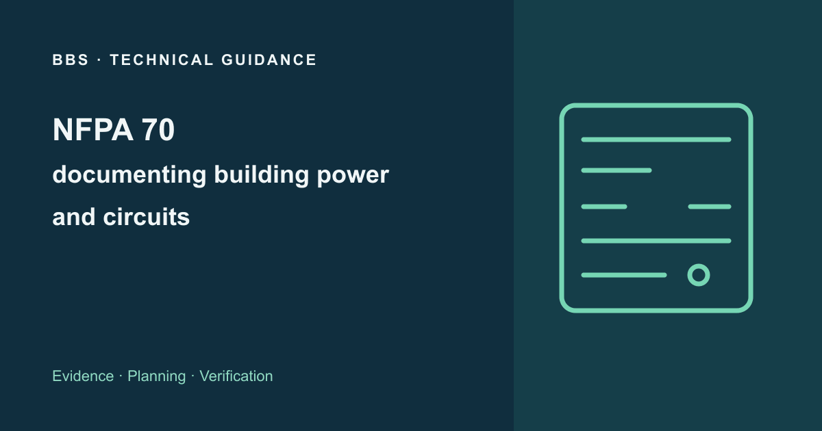 NFPA 70: documenting building power and circuits · BBS